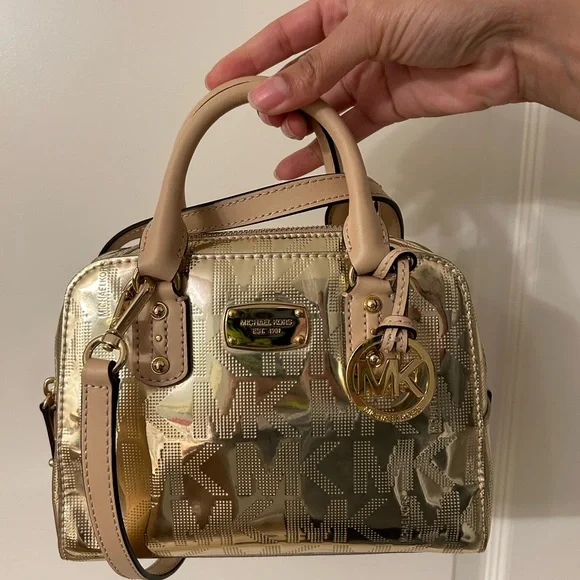 MICHAEL Michael Kors Metallic Gold Cindy Dome Satchel Bag